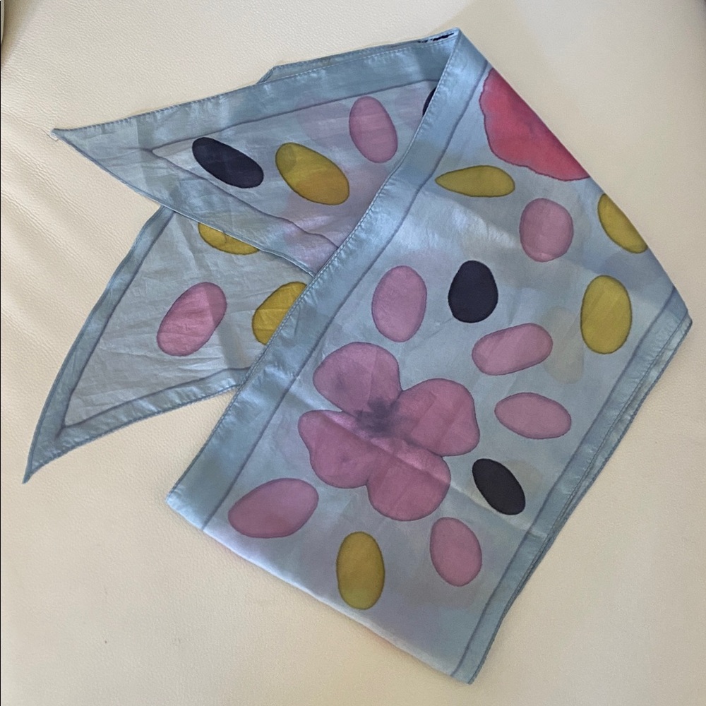 Vintage Floral Patterned Silk Scarf